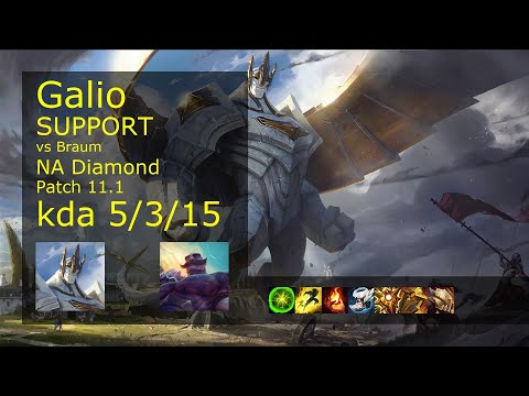 Galio Support vs Braum - NA Diamond 5/3/15 Patch 11.1 Gameplay