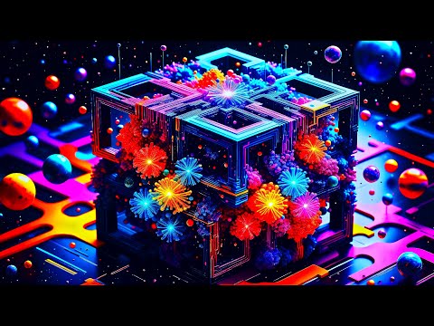 Abstract Cube Transforms Into Liquid Patterns Background