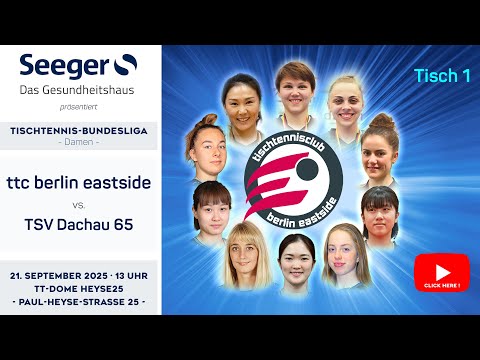 Re-Live | TISCH 1 | 1.Bundesliga Damen | ttc berlin eastside vs TSV Dachau 65