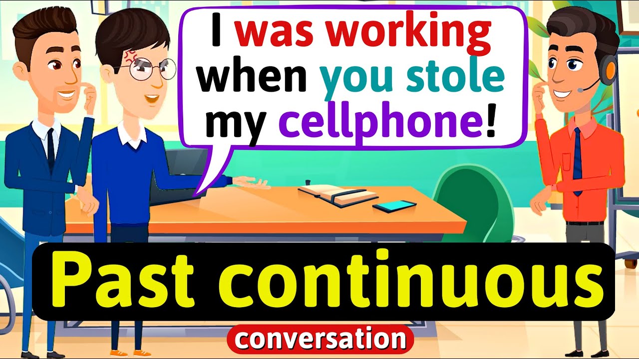 Past progressive Conversation (Somebody stole my cellphone) English Conversation Practice