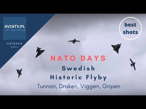 Dny NATO 2015 - Tunnan, Draken, Viggen, Gripen - Swedish Historic Flyby - NATO Days