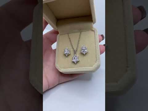 Подарок девушке - набор "Алмазные капли в белом золоте" серьги и колье ювелирный сплав и цирконы в футляре - фото 3 - id-p1797648666