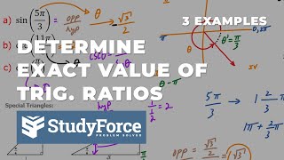 Determine the Exact Value of Each Trigonometric Ratio | sin⁡(5π/3), csc⁡(11π/6), cos⁡(π/2)