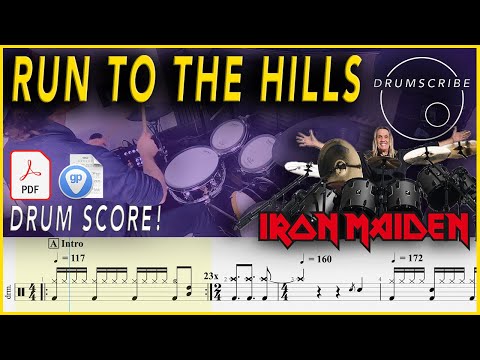 Run to the Hills - Iron Maiden | DRUM SCORE Sheet Music | #68 DRUMSCRIBE