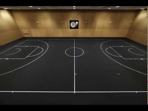 Glass sports flooring LED marking lines