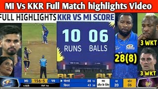 2022IPL MI Vs KKR Full Match Highlights, Mumbai Vs Kolkata Full Match highlights, Bumrah, Cummins