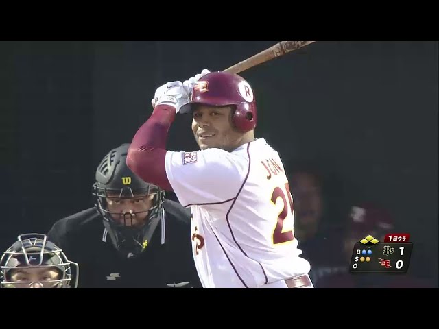 1回裏 イーグルス・ジョーンズが無死満塁から犠牲フライ!! すかさず同点に追いつく!! 2014/5/14 E-Bs