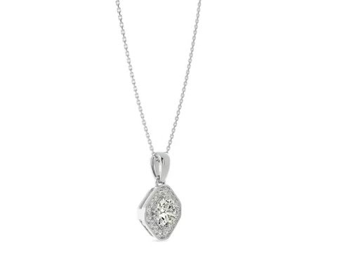 Round Cut Diamond Halo Pendant by 90210 Jewelry | SKU: RD2595