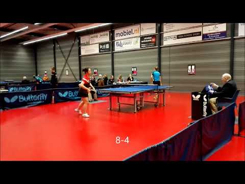 Tafeltennis Kim Hergelink (Scylla 1) vs Jingheng Zhang (VTV (N) 1, Dames Eredivise A, 13-10-2019