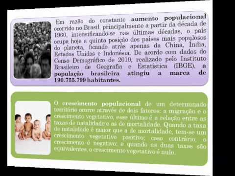 População Brasileira, crescimento,distribuição e condições de vida