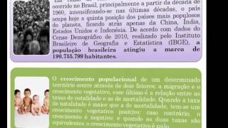 População Brasileira, crescimento,distribuição e condições de vida