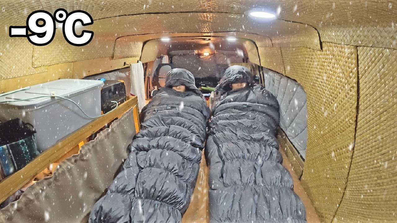 【-9℃】真冬の車中泊のリアル。変な小屋で魚釣り。