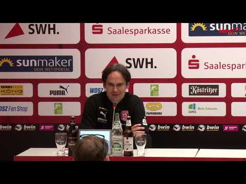 31. Spieltag: Hallescher FC - SV Waldhof Mannheim | Pressekonferenz nach dem Spiel