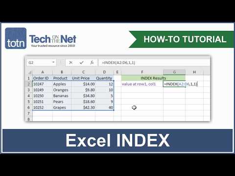 How to use the INDEX function in Excel