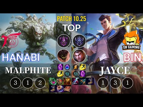 TLN Hanabi Malphite vs SN Bin Jayce Top - KR Patch 10.25