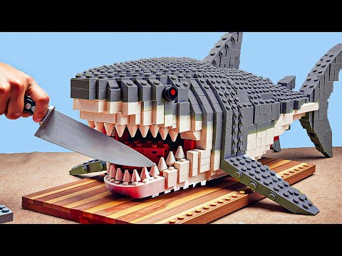 Hunting Pefect MASSIVE Shark Recipe IRL | Lego Cooking Stop Motion ASMR