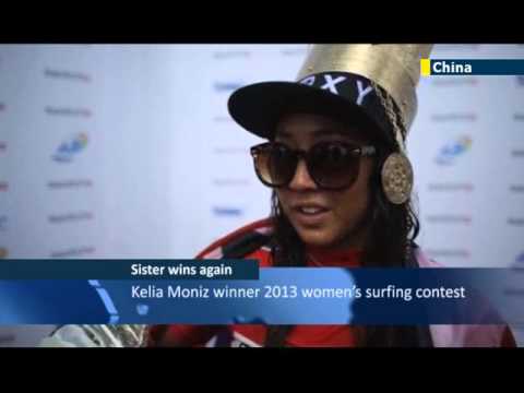 Glamorous Hawaiian surfer Kelia Moniz claims her second Women's World Longboard Surfing title