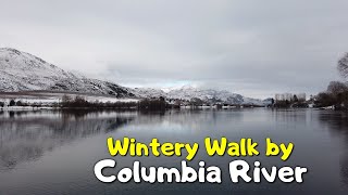 Walk along Columbia River in winter & snow with Maya The Science Kid