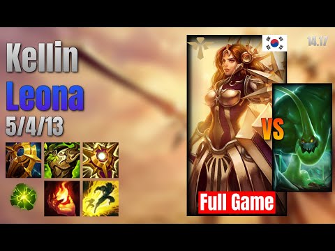 Kellin Support Leona vs Zac lol KR solo rank Full Game 14.17