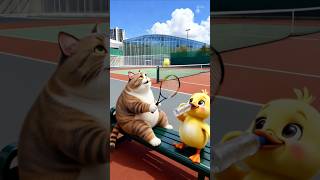  Cat & Duck Tennis + Noodle Snack Time. #cute #shorts