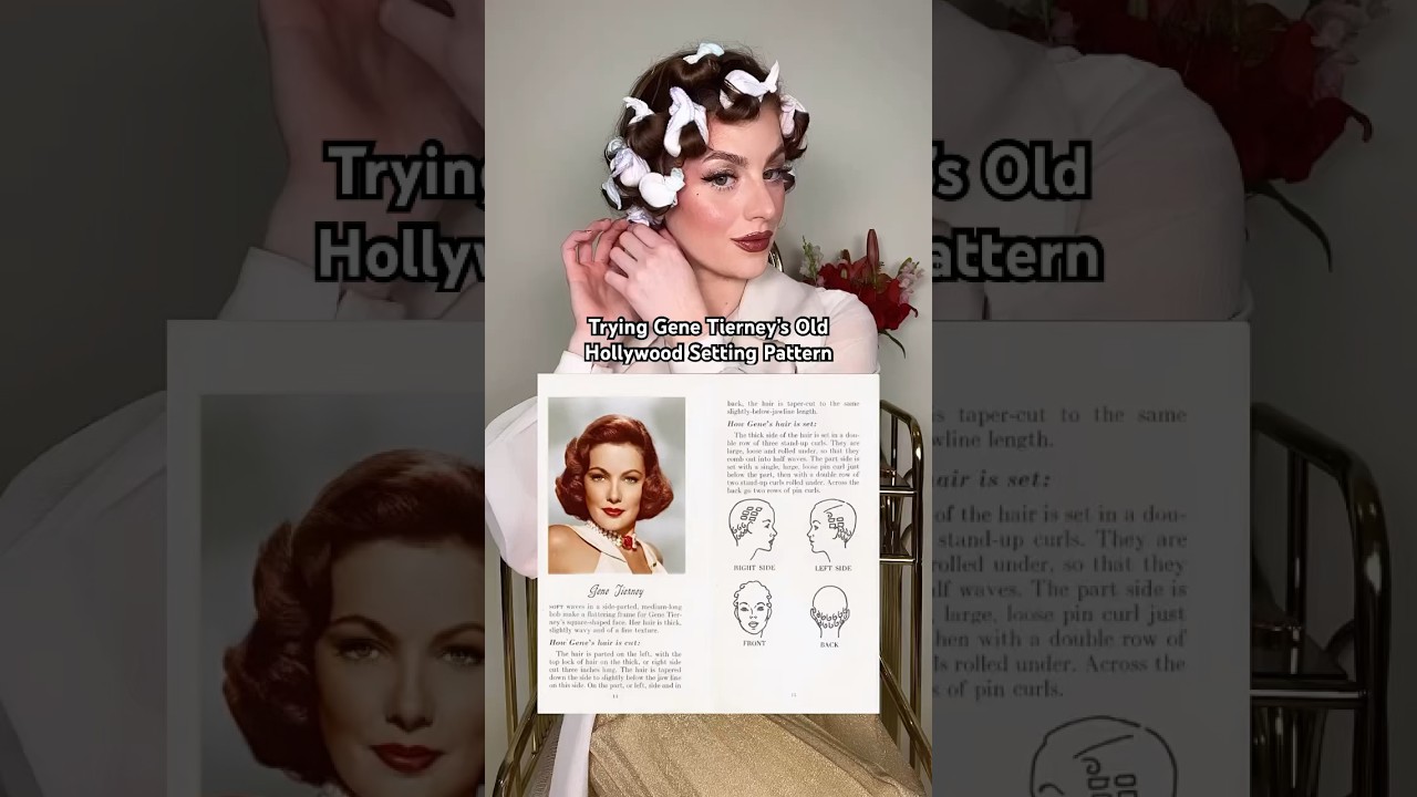 Gene Tierney Old Hollywood Hair Tutorial on Long Hair 🎞️ | #shorts #vintage #hairstyle