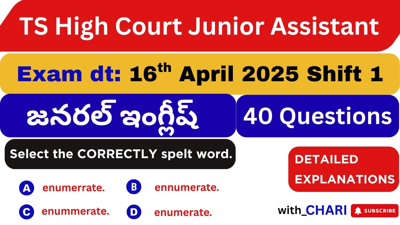 TS High Court Junior Assistant GE Question Paper (16 April 2025)