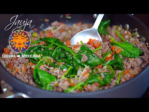 Carne con espinacas