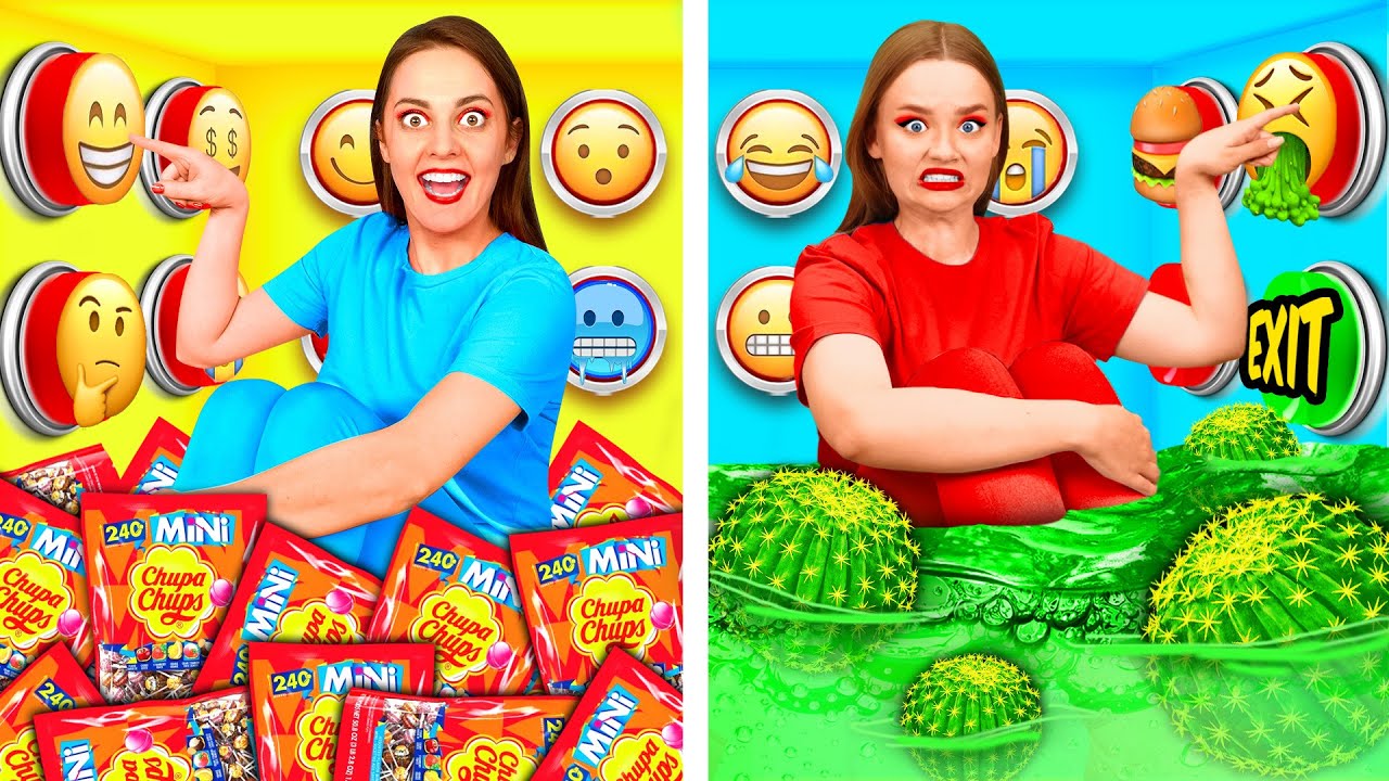 1000ミステリーボタンチャレンジ たった1つで逃げられます | クレイジーないたずらアイデア Fun Challenge