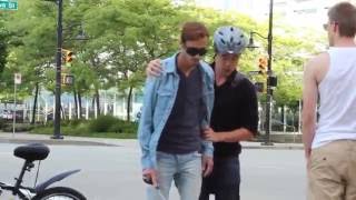 BLIND MAN CROSSING THE STREET  (social experiment)