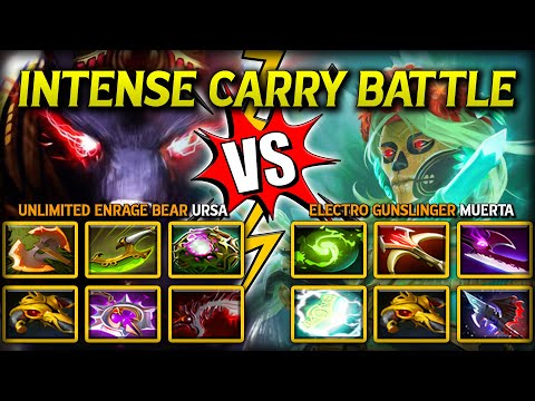 INTENSE HARD-CARRY BATTLE | UNLIMITED ENRAGE BEAR URSA VS. ELECTRO GUNSLINGER MUERTA DotA 2