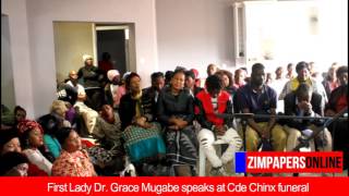 First Lady Dr  Grace Mugabe speaks at Cde Chinx funeral