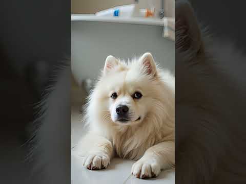 Fluffy Dog Fakes Death to Avoid Bath Time! 😂💦🐾 #dog #funny #shorts