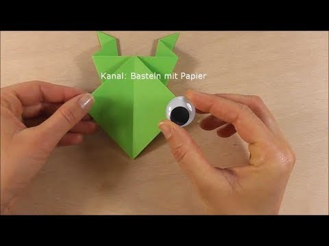 Frosch falten - Origami Frosch basteln - Faltanleitung - Basteln mit Kindern