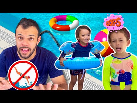 REGRAS DE CONDUTA PARA CRIANÇAS NA PISCINA | Papai ensina MAJÚ e RAVI