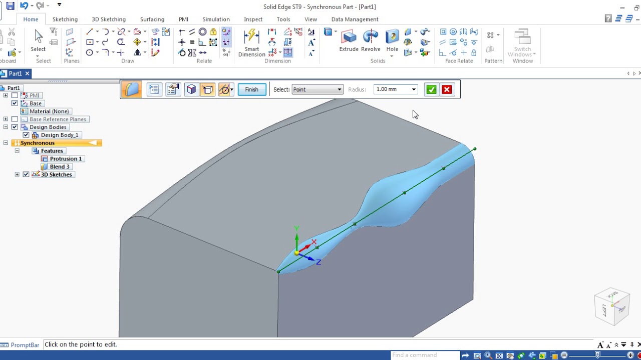 Variable radius Fillet in SolidEdge