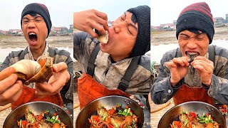 Fishermen eating seafood dinners are too delicious 666 help you stir-fry seafood to broadcast live二一