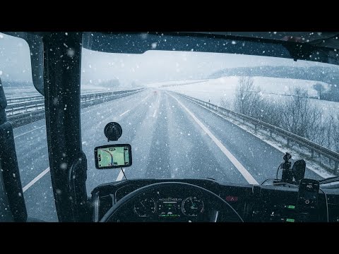 First Snow on Germany’s A7! Dangerous Roads to Kassel – Trucking POV