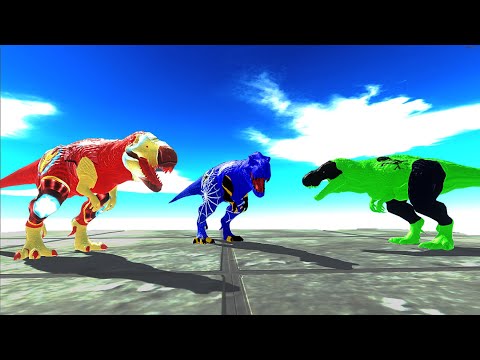 Spiderman Hulk Ironman Trex Death Run Vs All ♦ Animal Revolt Battle Simulator ♦