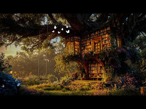 Magic Bookstore in the Woods 📚 Fantasy Music & Forest Nature | Immersive Sleep, Heal the Mind