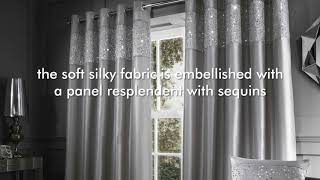 Catherine Lansfield - Glitzy Grey Eyelet Curtains