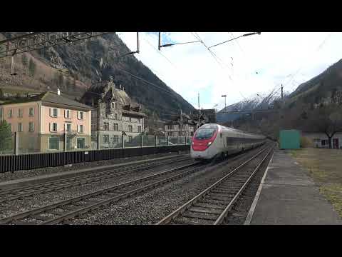 Gotthardbahn strecke Amsteg-goschenen im winter, maart 2024🇨🇭 4k.