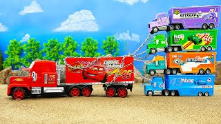 Rescue Colorful Lightning McQueen For Container Trucks | Funny Cars Stories - Bé Cá Đồ Chơi