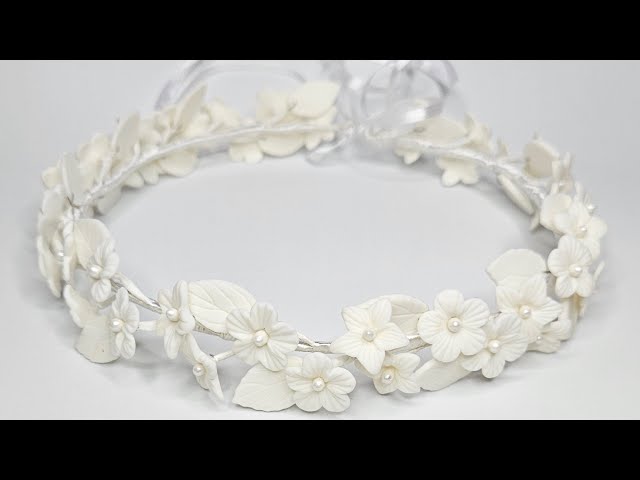 Vídeo relacionado con Mppchhn tocado de niña de las flores, tiara de niña de las flores - Tiara de elegante hecha a mano con perlas,Tocado de guirnalda ajustable portátil, diadema multifuncional para juegos de rol