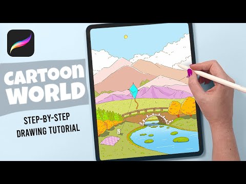 Drawing a Cute Cartoon Land - Procreate Landscape Tutorial