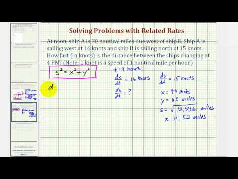 Ex: Related Rates Problem -- Rate of Change of Distance Between Ships