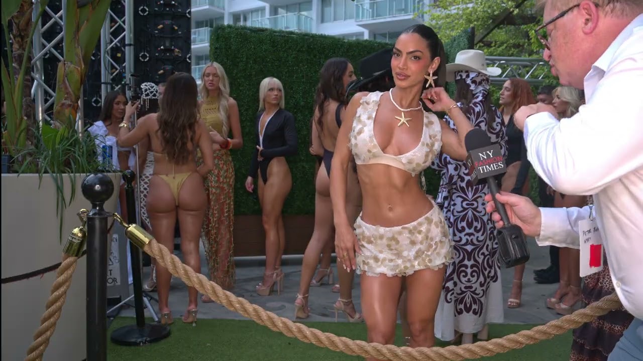 Model Eva Quiala interviewed backstage during Miami Swim Week The Shows