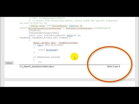 Word : Seitenzahl 1 von n in Fußzeile einfügen. Seite 1 von Anzahl