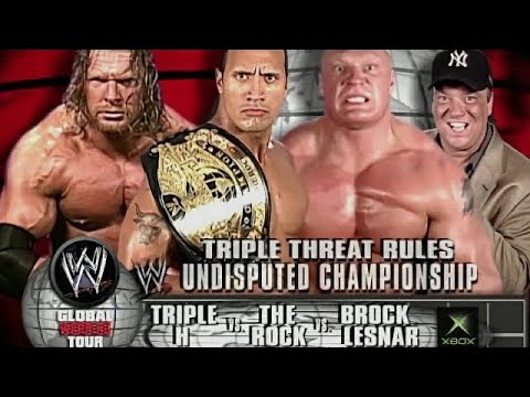Triple H vs Brock Lesnar vs The Rock WWE Undisputed Championship Match (Rare Match): GW Tour 2002