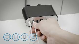 Electraline Multipresa da Scrivania - Nero - 2 Schuko e 4 USB