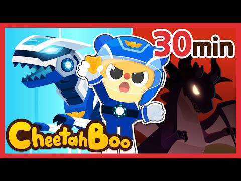 [✨30min] Let's Go! Dino car Reino! | ✨Best Kids Song Compilation✨ | Police Car | Rescue #Cheetahboo